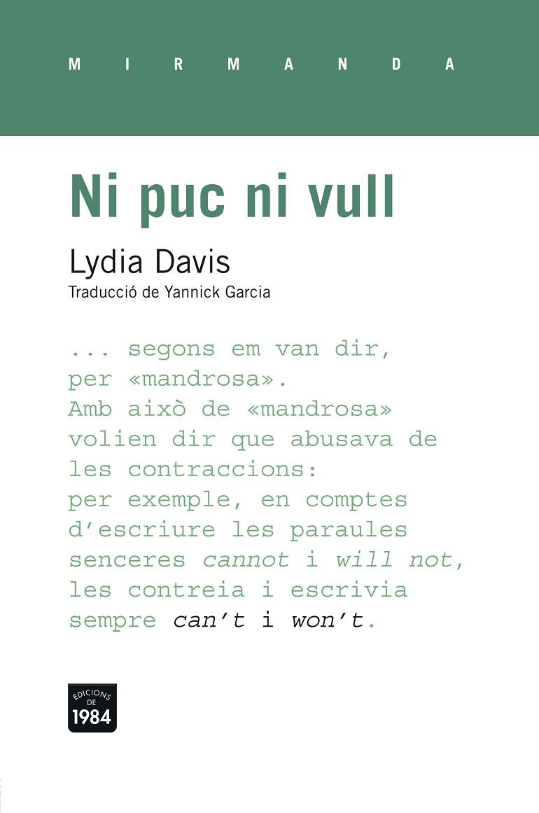 NI PUC NI VULL | 9788415835530 | DAVIS, LYDIA | Llibreria Online de Tremp