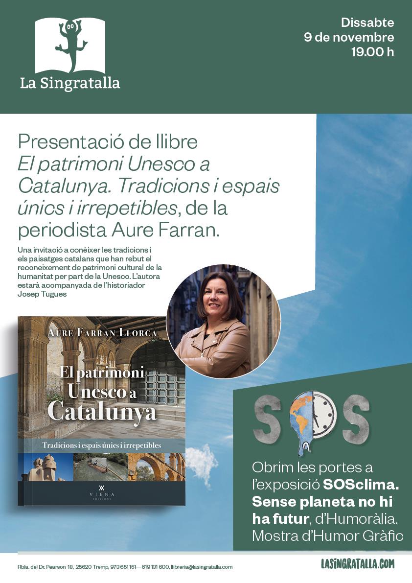 Presentació del llibre "EL PATRIMONI UNESCO A CATALUNYA. TRADICIONS I ESPAIS ÚNICS I IRREPETIBLES" d'AURE FARRAN - Llibreria Online de Tremp