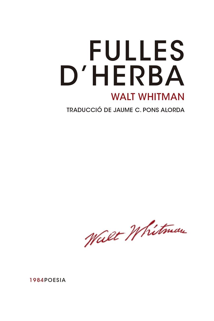 FULLES D'HERBA | 9788415835301 | WHITMAN, WALT | Llibreria Online de Tremp