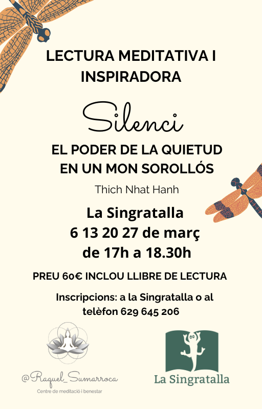 TALLER DE LECTURA MEDITATIVA I INSPIRADORA amb RAQUEL SUMARROCA - Llibreria Online de Tremp